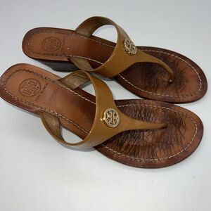 Tory Burch Mini Miller Jelly Thong Sandal Tan/Gold Womens Size 8M